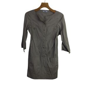 Strenesse Blue Womens Shirt Dress Button Front Long Sleeves Taupe Size 2